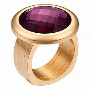 18K Gold Plated Stainless Steel Ring | Purple CZ Stone | Size 7.5 | 2 for $40